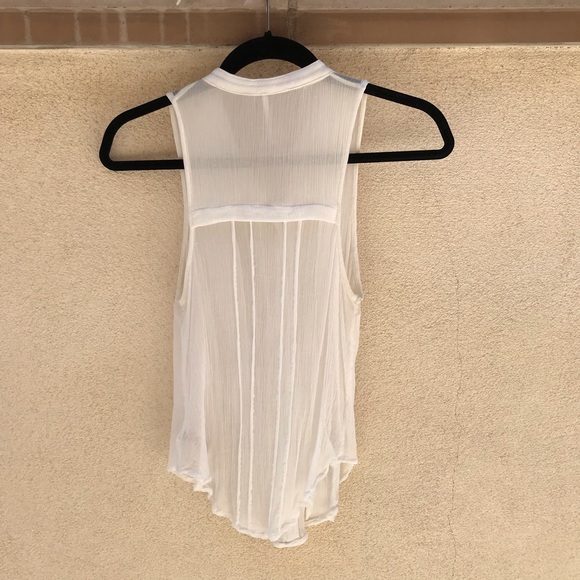 Free People Blouse-y Button Down White Tank Top - Picture 2 of 3